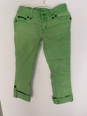DKNY Bright Green Cropped Ankle Jeans